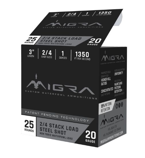 Picture of Migra Ammunitions M20s24 Combinational 20 Gauge 3" 1 Oz 2/4 Shot 25 Per Box/ 10 Case 