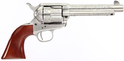 Picture of Taylors & Company 550927De 1873 Cattleman 45 Colt (Lc) Caliber With 5.50" Barrel, 6Rd Capacity Cylinder, Overall White Floral Engraved Finish Steel, Walnut Navy Size Grip & Overall Taylor Polish 