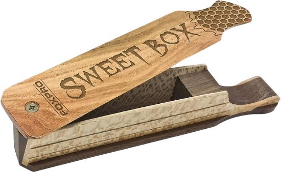 Picture of Foxpro Swtbox Sweet Box Box Call Turkey Sounds Attracts Turkeys Natural Honey Locust/Walnut Wood 