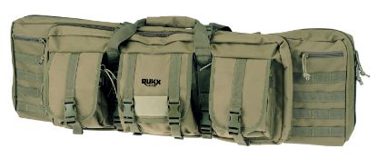 Picture of Rukx Gear Atict36dgg Tactical Double Gun Case 36" Water Resistant Green 600D Polyester W/ Non-Rust Zippers Reinforced Velcro & Adjustable Back Straps 