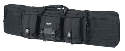 Picture of Rukx Gear Atict42dgb Tactical Double Gun Case 42" Water Resistant Black 600D Polyester W/ Non-Rust Zippers Reinforced Velcro & Adjustable Back Straps 