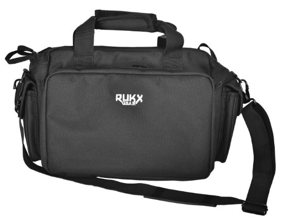 Picture of Rukx Gear Atictrbb Tactical Range Bag Water Resistant Black 600D Polyester With Hidden Handgun Pocket, Mag & Ammo Storage, Non-Rust Zippers & Carry Handle 16" X 7.50" X 10.50" Interior Dimensions 