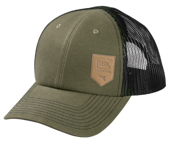 Picture of Glock Ap95883 Chino Olive Green/Black Mesh Hat W/Leather-Like Glock Shield Patch 