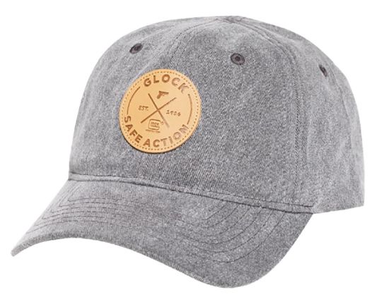 Picture of Glock Ap95882 Safe Action Patch Hat, Distressed Gray Denim, Relaxed Fit W/Adjustable Metal Back, Leather-Like Glock Patch 