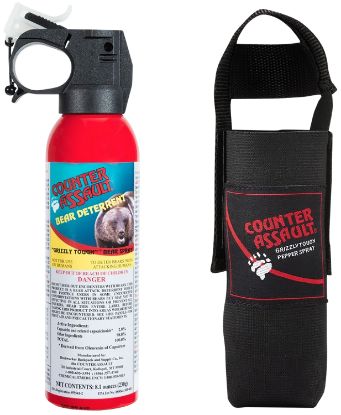 Picture of Counter Assault 15067025 Bear Spray Capsaicin Range 32 Ft-7 Seconds 8.10 Oz Includes Holster 
