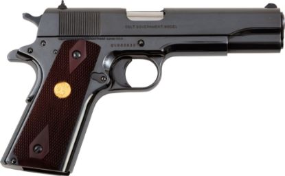 Picture of Colt Mfg O1911crb 1911 Government 45 Acp 7+1 5" Stainless National Match Barrel, Polished Blued Serrated Steel Slide & Frame W/Beavertail, Wood Grip 