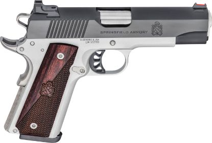 Picture of Springfield Armory Px9118l 1911 Ronin 45 Acp 8+1, 4.25" Stainless Match Grade Steel Barrel, Salt Blued Serrated Carbon Steel Slide, Satin Cerakote Aluminum Frame W/Beavertail, Crossed Cannon Wood Grip