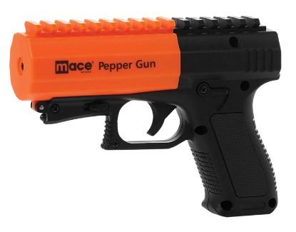 Picture of Mace 80586 Pepper Spray Gun 2.0 Oc Pepper Uv Dye 7 Bursts Range 20 Ft Black/Orange Includes Led Light 