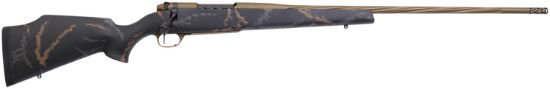 Picture of Weatherby Mwl05n257wr8b Mark V Weathermark Ltd 257 Wthby Mag 3+1 26" Burnt Bronze Cerakote Spiral, Fluted Steel Barrel, Black W/Grey & Brown Accents Monte Carlo Stock 