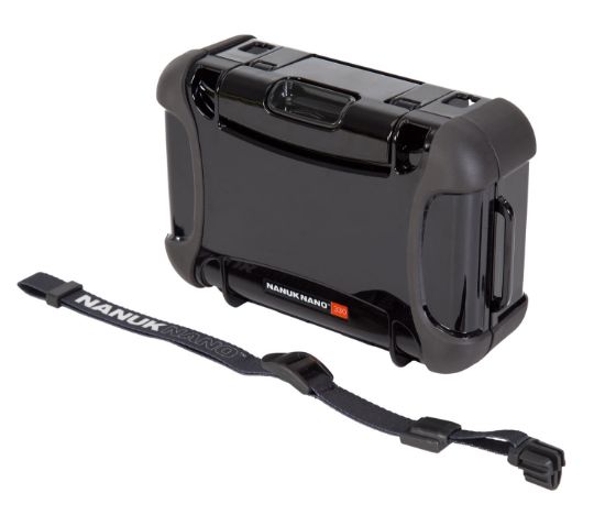Picture of Nanuk 330-0001 Nano 330 Water-Resistant Black Polycarbonate With Powerclaw Latches 6.70" L X 3.80" W X 1.90" H Interior Dimensions Includes Carry Strap 