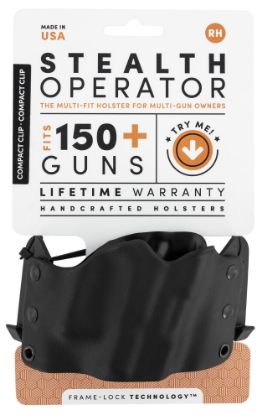 Picture of Stealth Operator H60221 Compact Clip Holster Owb Black Polymer, Compatible W/Springfield Xd, Glock (Except 42), Taurus 24/7 Belt Clip Mount Right Hand 