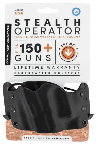 Picture of Stealth Operator H60180 Compact Clip Holster Owb Black Polymer Compatible W/Springfield Xd, Glock (Except 42), Taurus 24/7 Belt Clip Mount Left Hand 