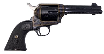 Picture of Colt Mfg P1840z Single Action Army 45 Colt (Lc) 6 Shot 4.75" Blued Engraved Steel Barrel & Cylinder, Color Case Hardened Engraved Steel Frame, Black Polymer Grip 