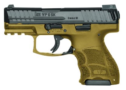 Picture of Hk 81000096 Vp9sk Subcompact 9Mm Luger 3.39" 10+1 (3) Black Steel Slide Flat Dark Earth Interchangeable Backstrap Grip Night Sights 