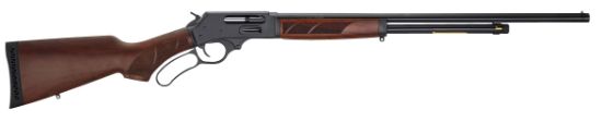 Picture of Henry H018g410 Side Gate Full Size 410 Bore Lever 2.50" 6+1 24" Blued Steel Barrel, Blued Drilled & Tapped Steel Receiver, Fixed American Walnut Wood Stock, Right Hand 