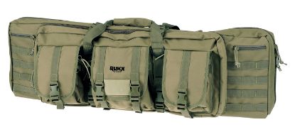 Picture of Rukx Gear Atict42dgg Tactical Double Gun Case 42" Water Resistant Green 600D Polyester W/ Non-Rust Zippers Reinforced Velcro & Adjustable Back Straps 