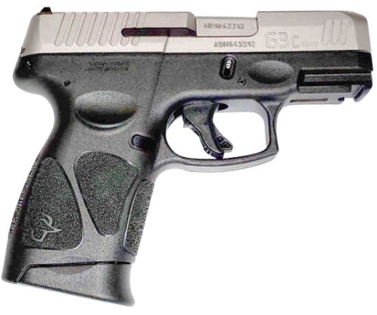 Picture of Taurus 1G3c939 G3c Compact Frame 9Mm Luger 12+1 3.26" Matte Stainless Steel Barrel, Matte Serrated Stainless Steel Slide, Black Polymer Frame W/Picatinny Rail, Black Polymer Grip, Right Hand 