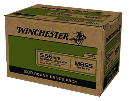 Picture of Winchester Ammo Wm855500 Usa M855 Green Tip 5.56X45mm Nato 62 Gr Full Metal Jacket 500 Per Box/ 2 Case 