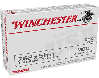 Picture of Winchester Ammo Wm80 Usa M80 7.62X51mm Nato 149 Gr Full Metal Jacket Lead Core 20 Per Box/ 25 Case 