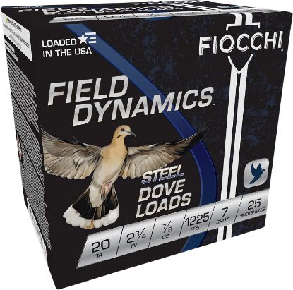 Picture of Fiocchi 20Dls7 Field Dynamics Dove & Quail 20 Gauge 2.75" 7/8 Oz 7 Shot 25 Per Box/ 10 Case 