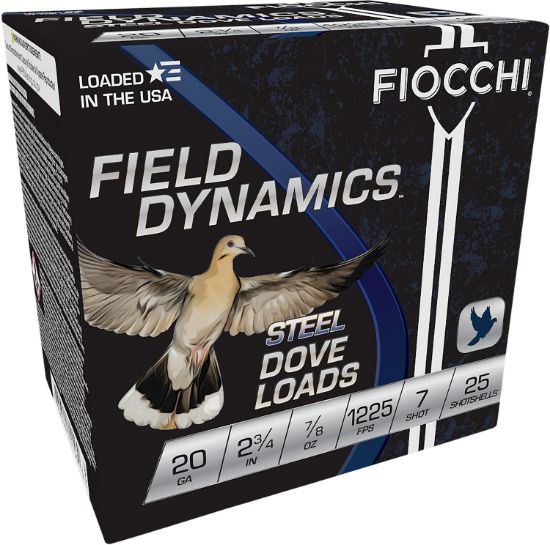 Picture of Fiocchi 20Dls7 Field Dynamics Dove & Quail 20 Gauge 2.75" 7/8 Oz 7 Shot 25 Per Box/ 10 Case 