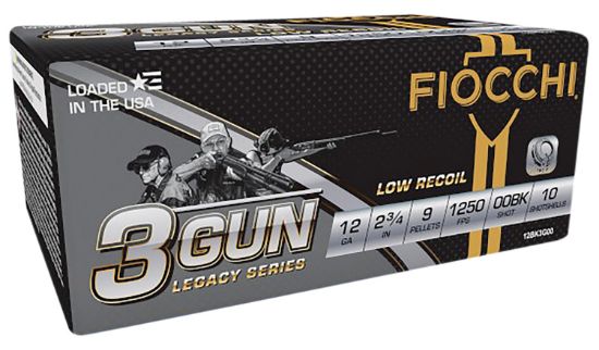 Picture of Fiocchi 12Bk3g00 3-Gun Match Legacy Series 12 Gauge 2.75" 9 Pellets 00 Buck Shot 10 Per Box/ 25 Case 