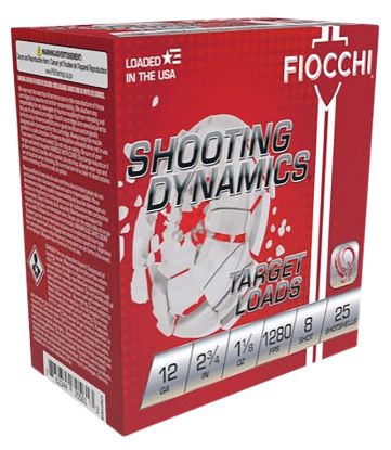 Picture of Fiocchi 12Sdhv8 Shooting Dynamics Target 12 Gauge 2.75" 1 1/8 Oz 8 Shot 25 Per Box/ 10 Case 