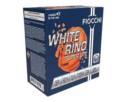 Picture of Fiocchi 12Wrsl75 Exacta Target White Rino Super Light 12 Gauge 2.75" 1 1/8 Oz 7.5 Shot 25 Per Box/ 10 Case 