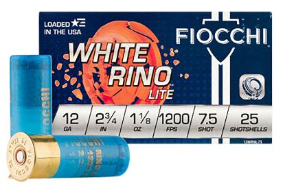 Picture of Fiocchi 12Wrnl75 Exacta Target White Rino Lite 12 Gauge 2.75" 1 1/8 Oz 7.5 Shot 25 Per Box/ 10 Case 