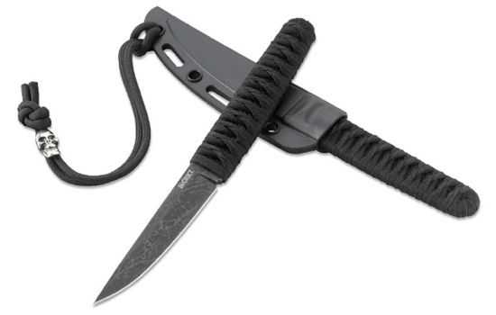 Picture of Crkt 2367 Obake 3.64" Fixed Plain Acid Etched Gray Ticn 8Cr14mov Ss Blade/ Black Nylon Cord Wrapped Stainless Steel Handle Includes Sheath 