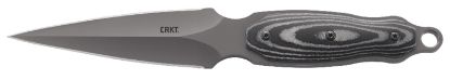 Picture of Crkt 2075 Shrill 4.77" Fixed Plain Dual-Edge Gray Tin 8Cr13mov Ss Blade/ Black/Gray Ss W/Resin Fiber Overlay Handle Includes Sheath 
