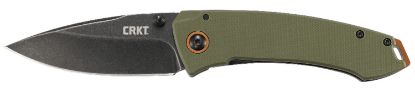 Picture of Crkt 2520 Tuna 3.22" Folding Plain Stonewashed 8Cr14mov Ss Blade Black/Green G10/Ss Handle Includes Pocket Clip 
