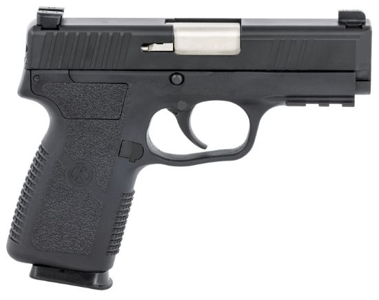 Picture of Kahr Arms Kp90s94n P9-2 9Mm Luger 7+1 3.60" Barrel, Black Finish Picatinny Rail Frame, Serrated Matte Black Stainless Steel Slide, Textured Polymer Grip & Truglo Night Sights 