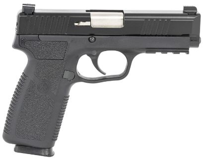 Picture of Kahr Arms Tp90s94n Tp9-2 9Mm Luger Caliber With 4" Barrel, 8+1 Capacity, Black Finish Picatinny Rail Frame, Serrated Matte Black Stainless Steel Slide, Textured Polymer Grip & Truglo Night Sights 