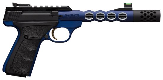 Picture of Browning 051562490 Buck Mark Plus 22 Lr 10+1 5.90" Vision, Threaded W/Sawtooth Cuts Barrel, Matte Black Optic Ready/Serrated Steel Slide, Blue Anodized Aluminum Black Ultragrip Fx Grips 