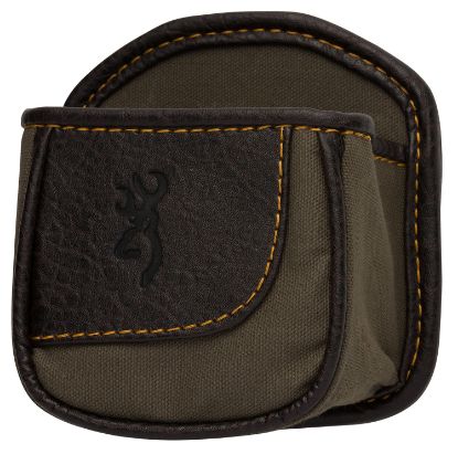 Picture of Browning 121504842 Laredo Shell Carrier Olive Canvas W/Leather Accents, Belt Clip Mount 