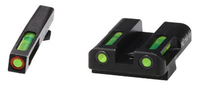 Picture of Hiviz Gln525 Lightwave H3 Green 3 Dot Green Tritium Front/Green Fiber Optic Rear/Black Frame Compatible W/ All Glock 9Mm/40 S&W/357 Sig, Except 42/43/43X/48 Front Post/Rear Dovetail Mount 