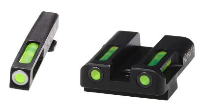 Picture of Hiviz Gln329 Litewave H3 Tritium/Litepipe Glock 45 Acp/10Mm Sight Set Black | Green Tritium With White Outline Front Sight Green Fiber Optic Rear Sight 