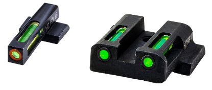 Picture of Hiviz Mpsn521 Litewave H3 Tritium/Litepipe S&W M&P Shield Sight Set Black | Green Tritium With Orange Outline Front Sight Green Fiber Optic Rear Sight 