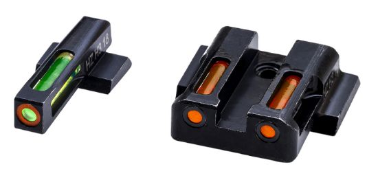 Picture of Hiviz Mpsn621 Litewave H3 Tritium/Litepipe S&W M&P Shield Sight Set Black | Green Tritium With Orange Outline Front Sight Orange Fiber Optic Rear Sight 