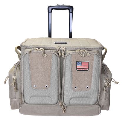 Picture of Gps Bags Gpst2112rob Tactical Rolling Tan 1000D Nylon Teflon Coating With Foam Cradle Holds 6 Handguns, Storage Pockets Holds 4 Additional Guns, Telescoping Handle & Atv Wheels 