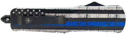 Picture of Templar Knife Lbtb131 Back The Blue Gen Ii Large 3.50" Otf Dagger Plain Black 440C Ss Blade Blue/White/Black Zinc Aluminum Alloy Handle Features Glass Breaker/Pocket Clip 