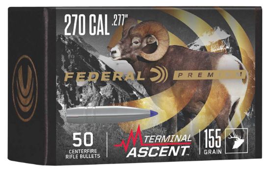 Picture of Federal Pb277ta2 Premium Terminal Ascent Component 270 Cal .277 155 Gr Terminal Ascent 50 Per Box/ 4 Case 