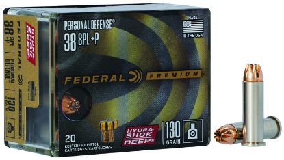 Picture of Federal P38hsd1 Premium Personal Defense 38 Special +P 130 Gr Hydra-Shok Deep Hollow Point 20 Per Box/ 10 Case 