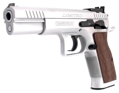 Picture of Tanfoglio Ifg Tflimpro40 Defiant Limited Pro 40 S&W Caliber With 4.80" Barrel, 14+1 Capacity, Overall Hard Chrome Finish Steel, Beavertail Frame, Serrated Slide & Brown Polymer Grip 