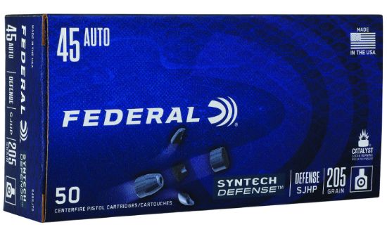 Picture of Federal S45sjt2 Syntech Defense 45 Acp 205 Gr Segmented Jacketed Hollow Point 50 Per Box/ 10 Case 