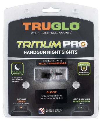 Picture of Truglo Tg231g1mc Tritium Pro Black | Green Tritium Orange Outline Front Sight Green Tritium Rear Sight 