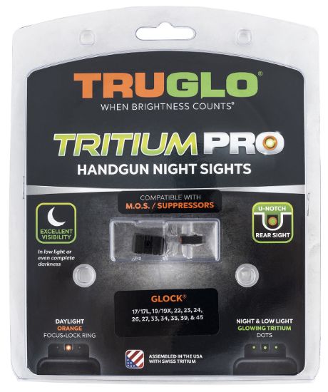 Picture of Truglo Tg231g1mc Tritium Pro Black | Green Tritium Orange Outline Front Sight Green Tritium Rear Sight 