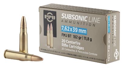 Picture of Ppu Pps76239 Subsonic 7.62X39mm 182 Gr Full Metal Jacket Boat Tail 20 Per Box/ 50 Case 