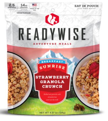 Picture of Readywise Rw05007 Outdoor Food Kit Sunrise Strawberry Granola Crunch Breakfast Entree 2.5 Servings In A Resealable Pouch, 6 Per Case 